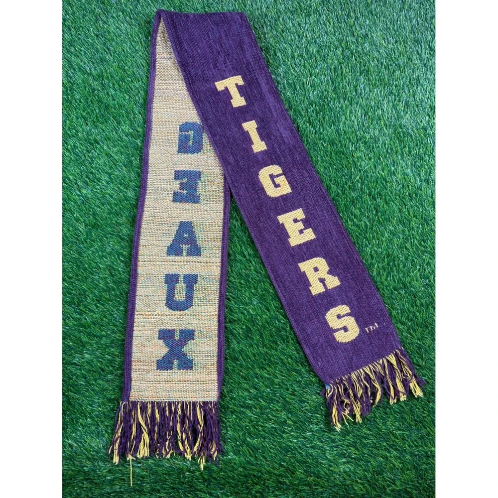 LSU Scarf Geaux Tigers 5 Foot Long Custom Made In USA